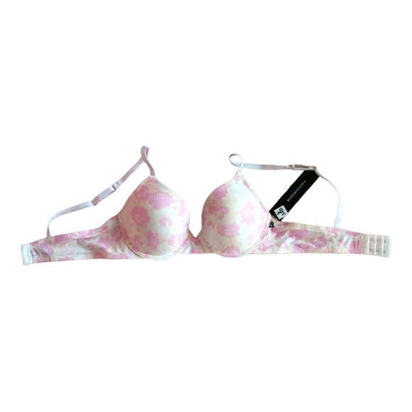 2/70🐞NWT BCBGMaxAzria Ultra Soft Push up Underwire Padded Bra Floral White Pink - Picture 6 of 15